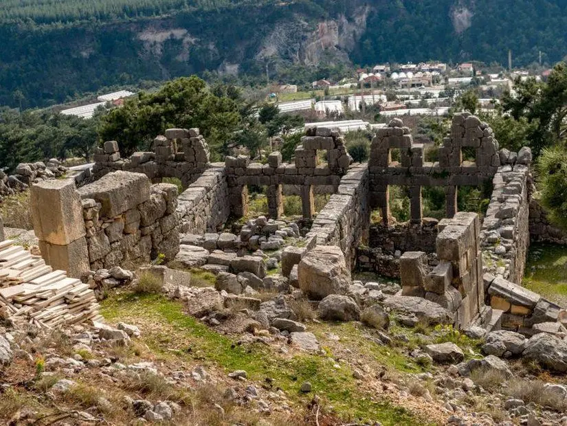 Antik Likya Şehri Arykanda. Likya'nın en büyük hamam kompleksi, Antalya