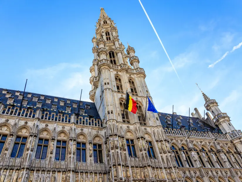 Ünlü Grand Place'de bulunan Brüksel Belediye Binası - Brüksel, Belçika