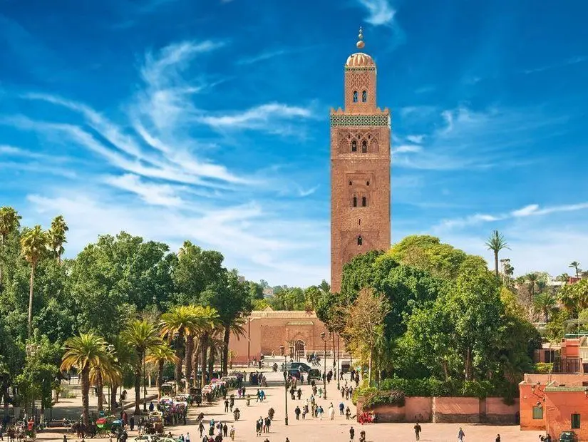 Marakeş, Fas Medina mahallesinde bulunan Koutoubia Camii minaresi