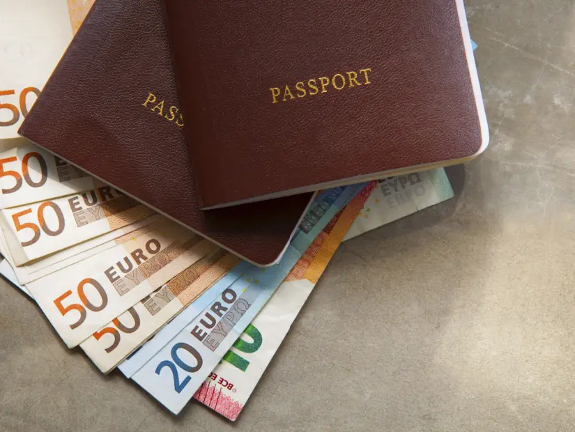 euro para birimi üzerinde pasaport