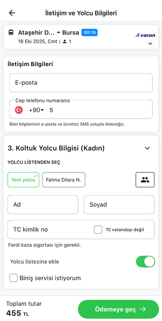 Telefondan online otobüs bileti nasıl alınır?