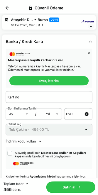 Telefondan online otobüs bileti nasıl alınır?