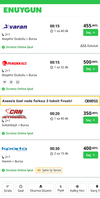 Telefondan online otobüs bileti nasıl alınır?