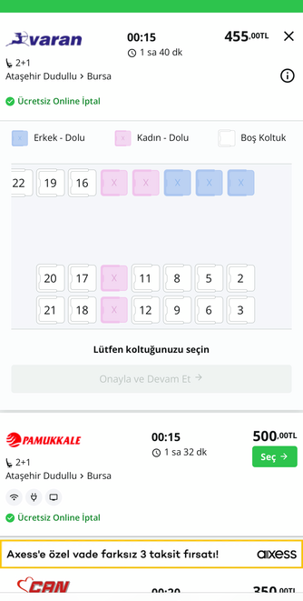 Telefondan online otobüs bileti nasıl alınır?